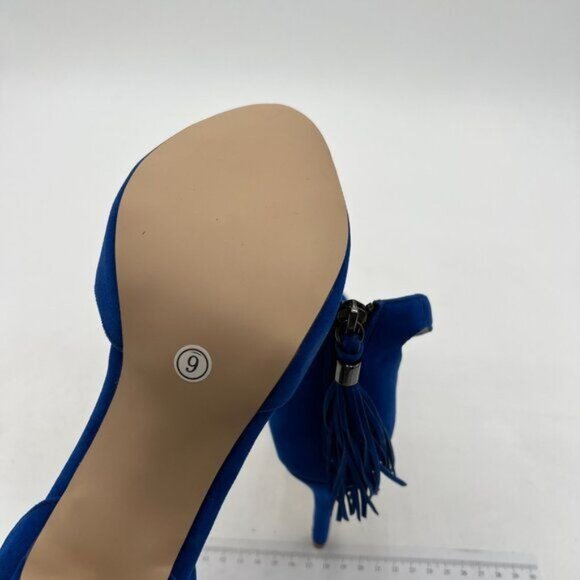 FSJ Women Peep Toe Ankle Strap Heels Sandals Stiletto Chic Fringed Party D'Orsay - Picture 6 of 8